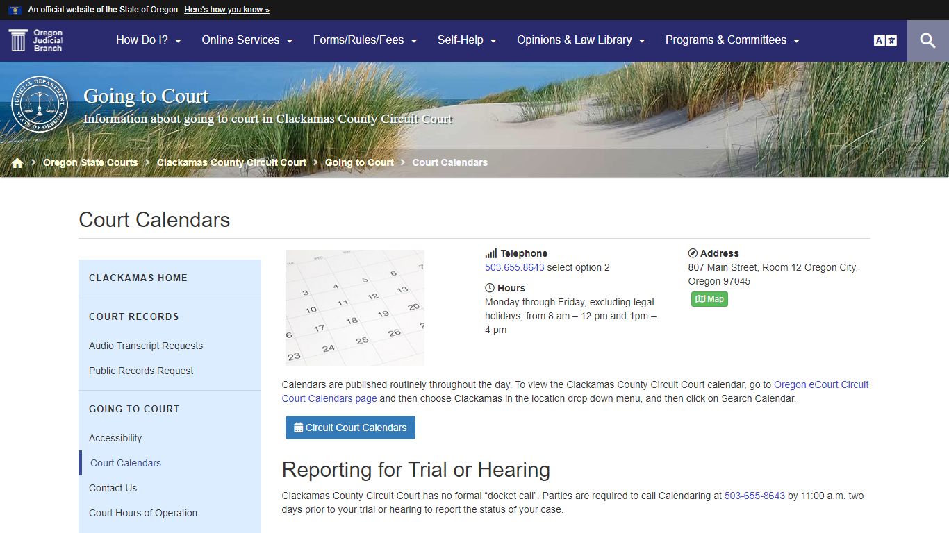 Oregon Judicial Department : Court Calendars : Going to ...